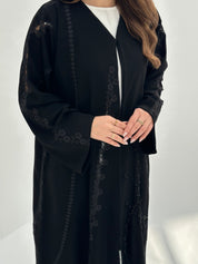 C 1866 Black Beaded Lace Abaya