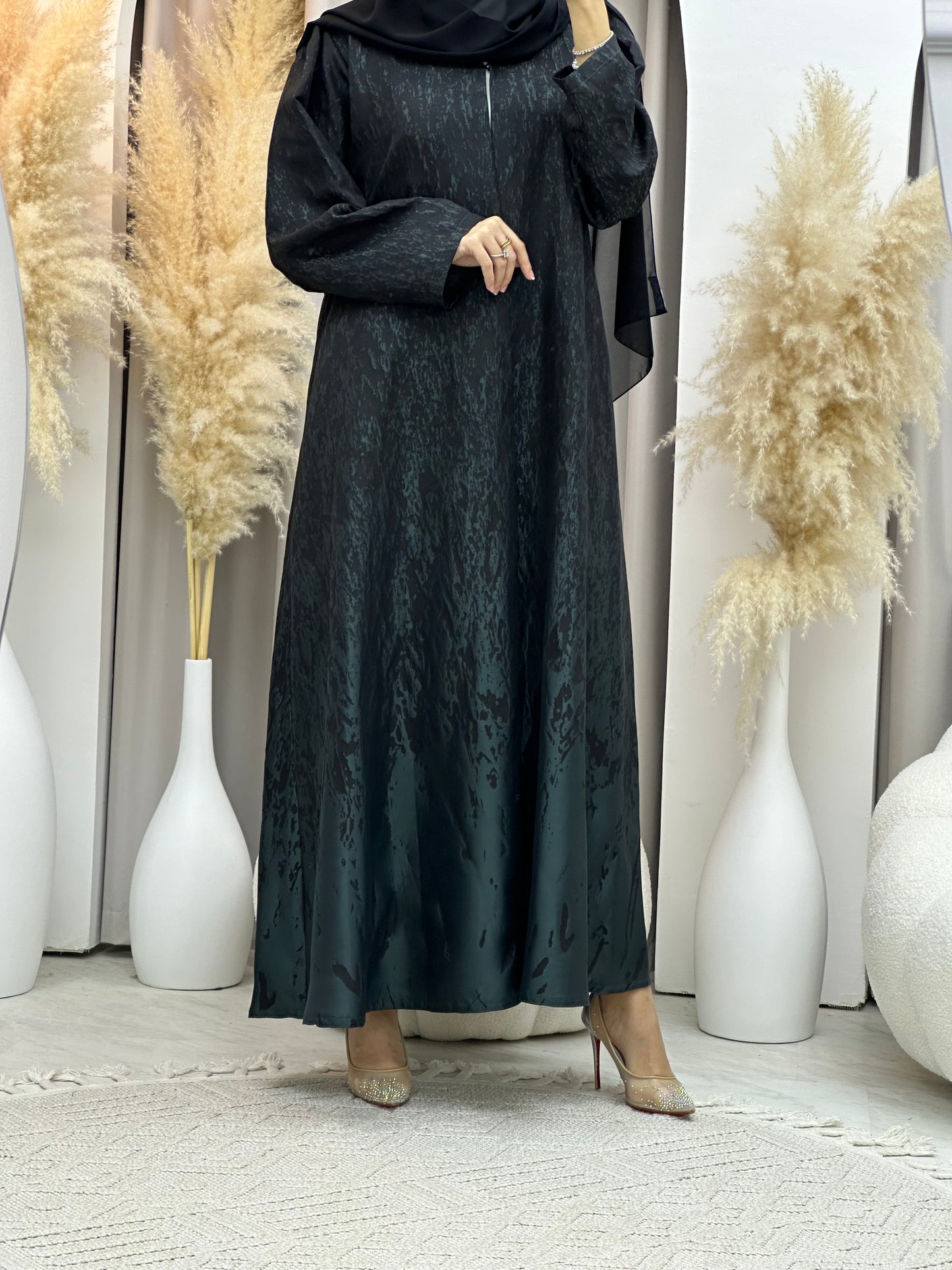 C 0001-04 Dark Green Eid Kloosh Abaya