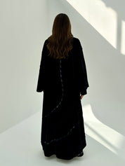 C 1866 Black Beaded Lace Abaya
