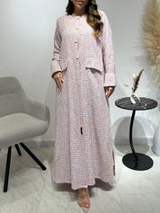 C 1587 Baby Pink Tweed Abaya