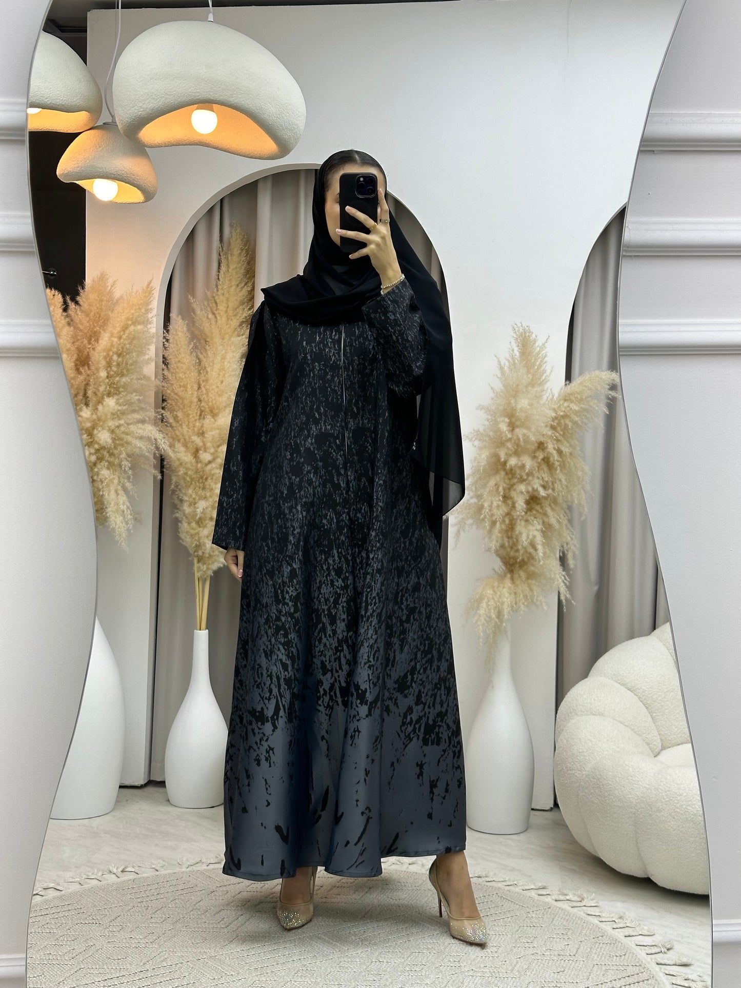 C 0001-05 Dark Grey Eid Kloosh Abaya