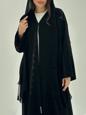 C 1866 Black Beaded Lace Abaya