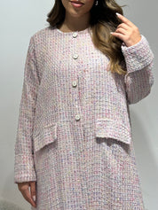 C 1587 Baby Pink Tweed Abaya
