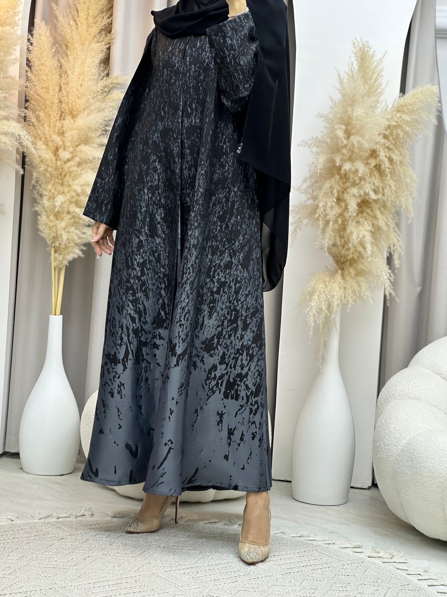 C 0001-05 Dark Grey Eid Kloosh Abaya