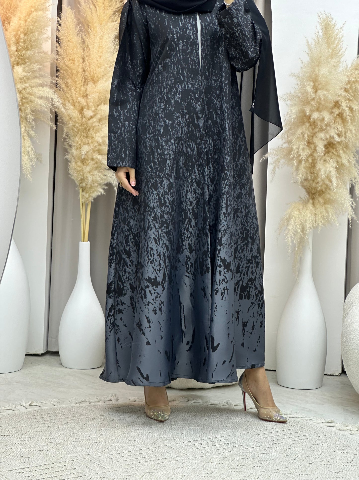 C 0001-05 Dark Grey Eid Kloosh Abaya