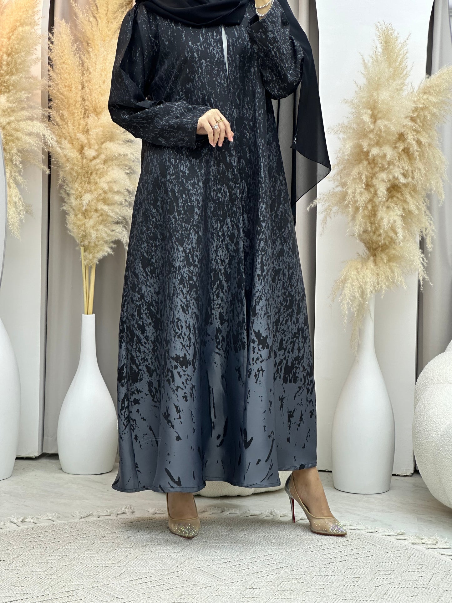 C 0001-05 Dark Grey Eid Kloosh Abaya