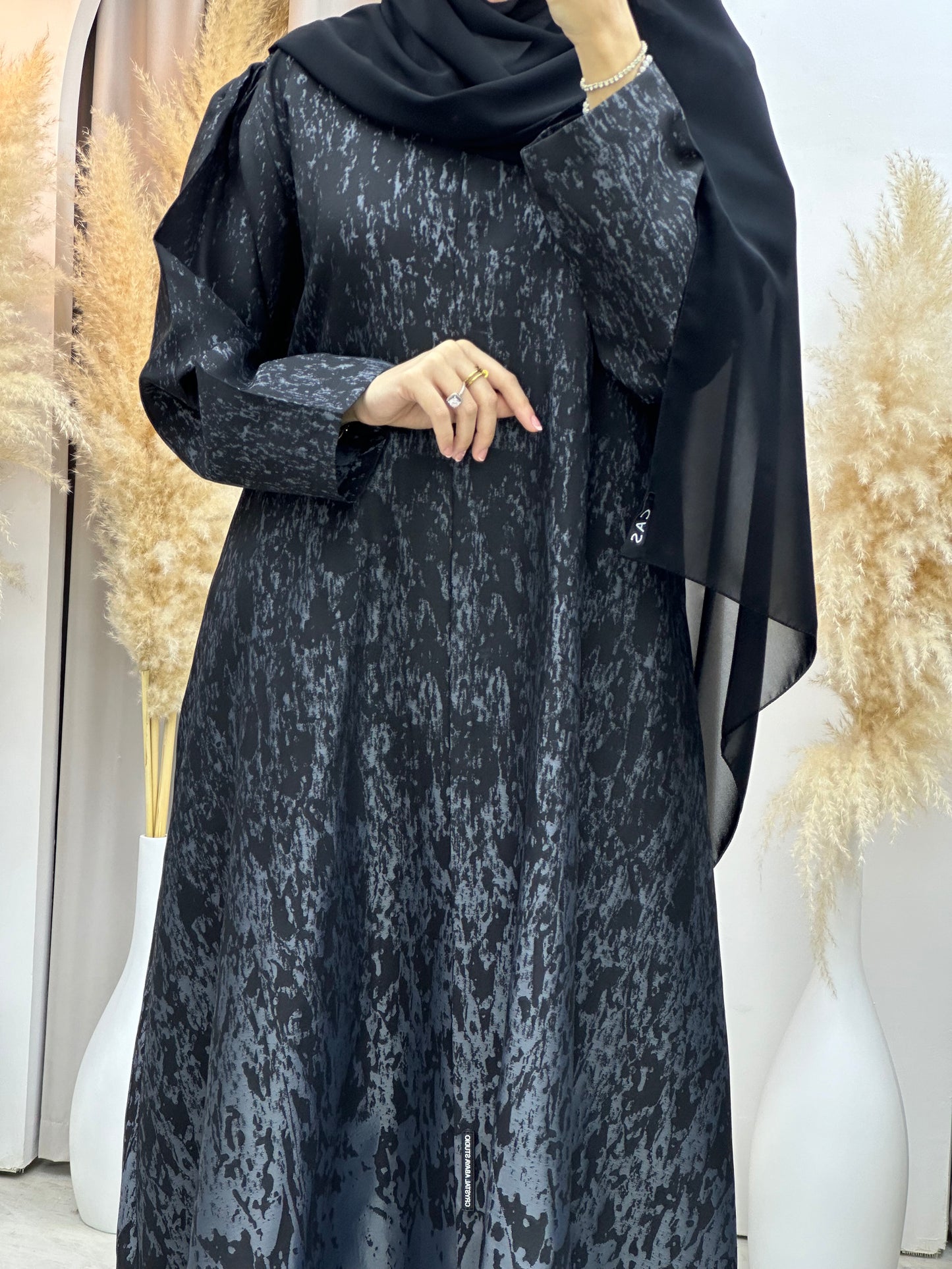 C 0001-05 Dark Grey Eid Kloosh Abaya