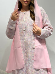 C 1587 Baby Pink Tweed Abaya