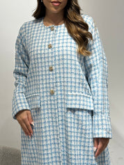 C 1588 Baby Blue Tweed Abaya