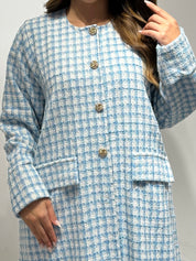 C 1588 Baby Blue Tweed Abaya