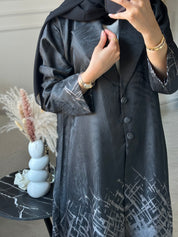 C RTW-U 0895-01 Grey Jacquard Abaya