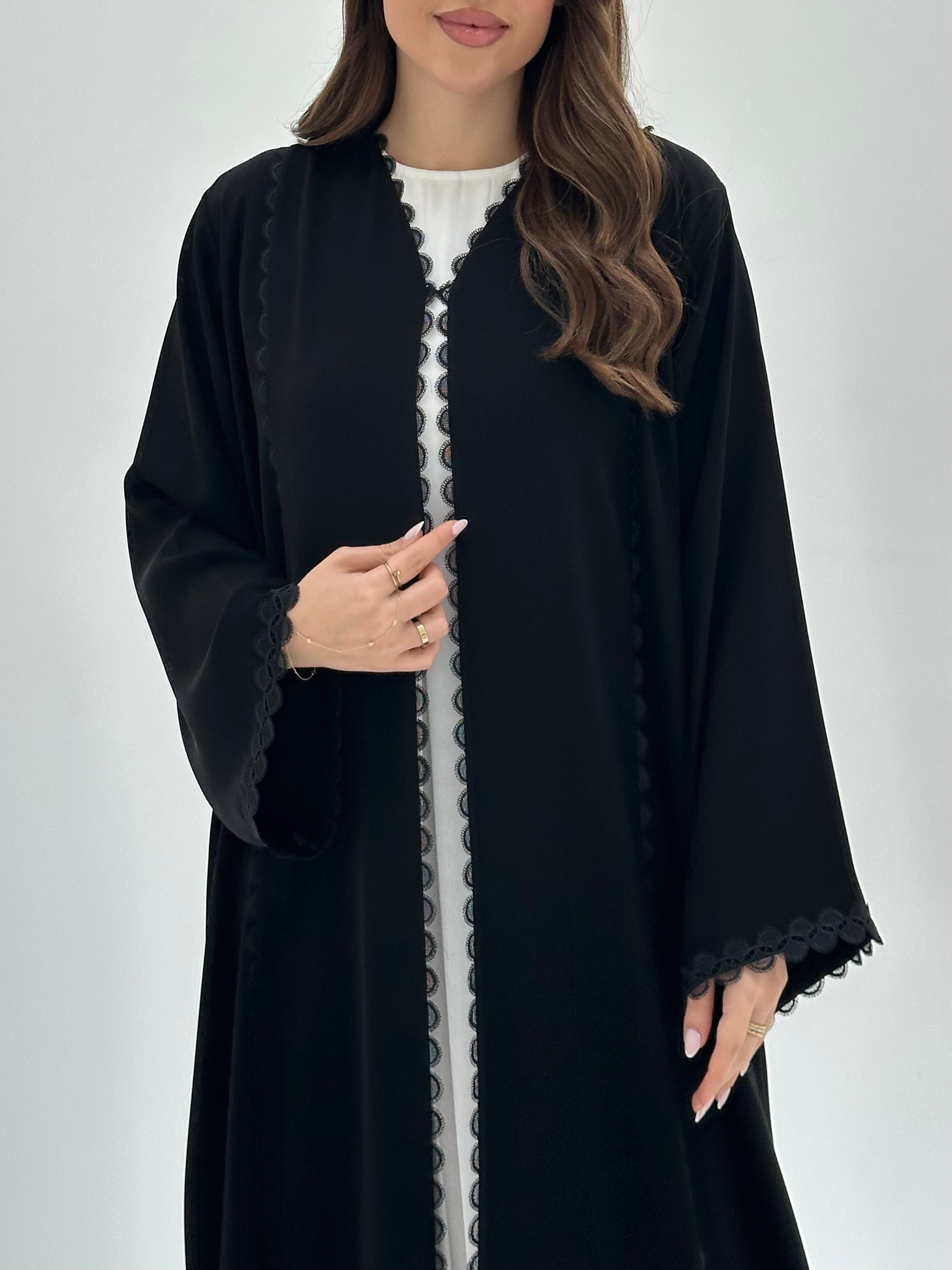 C 1869 Black Lace Abaya