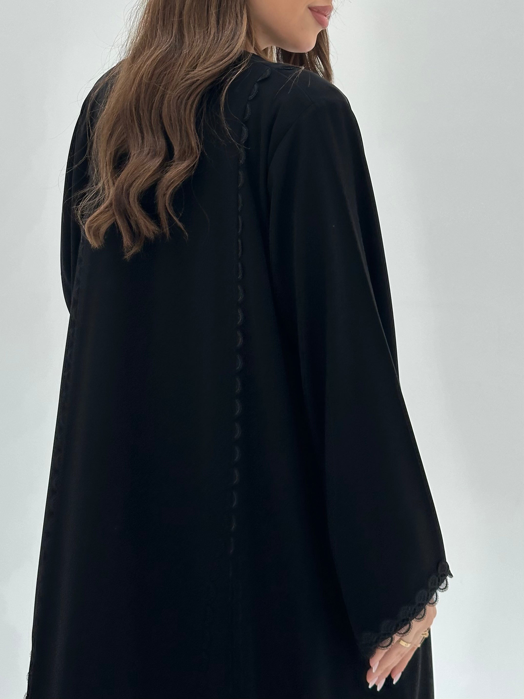 C 1869 Black Lace Abaya