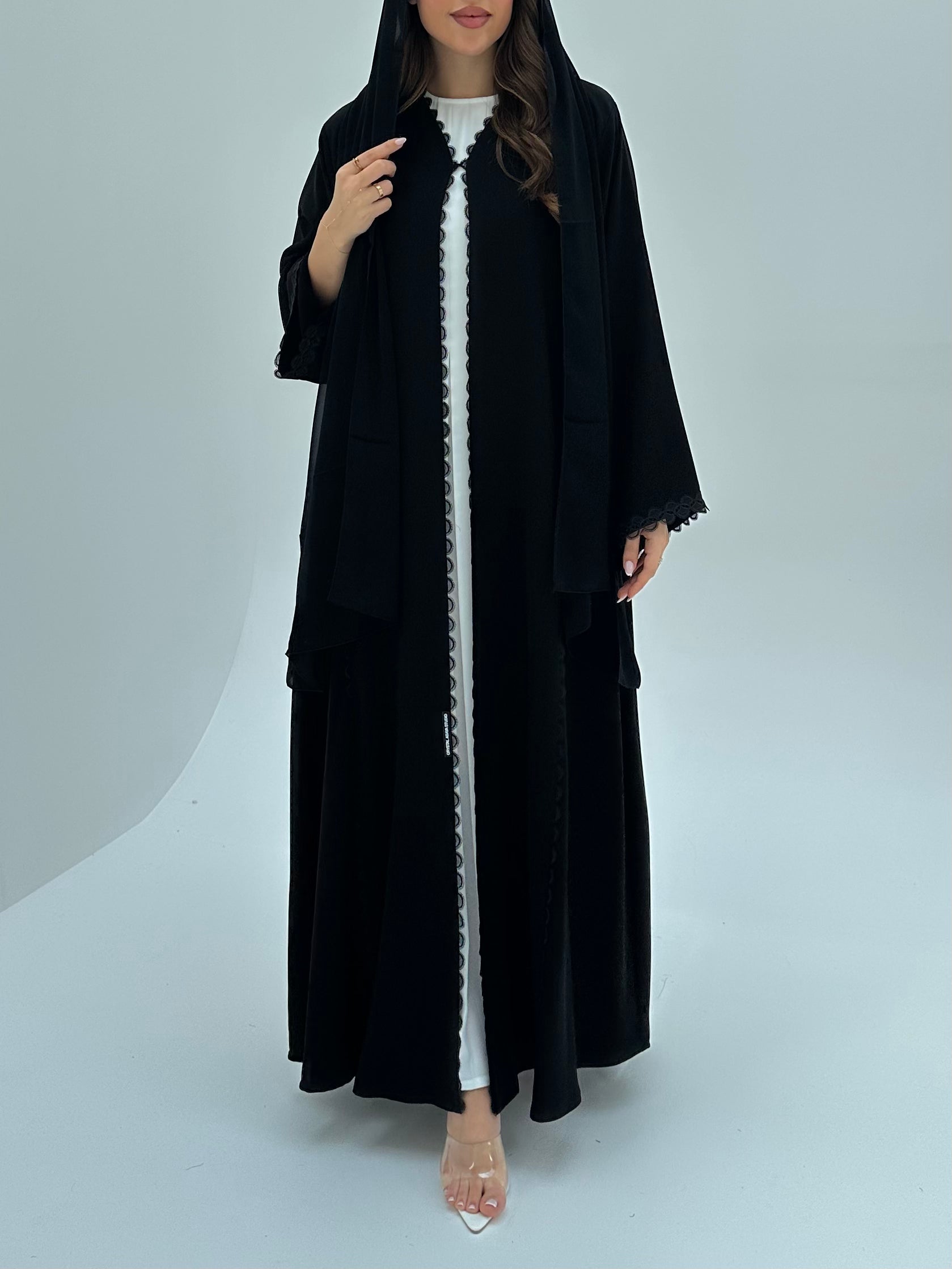C 1869 Black Lace Abaya
