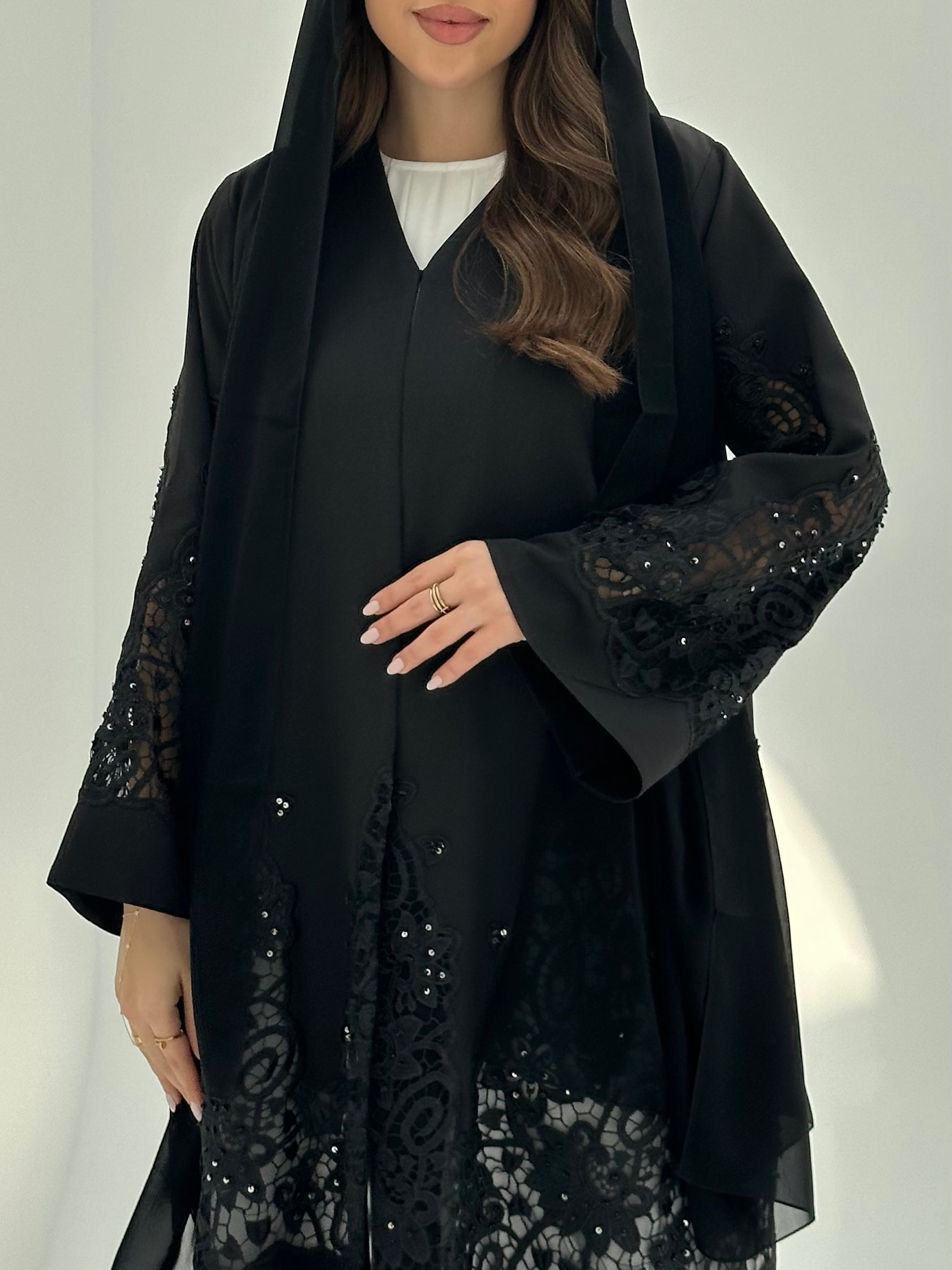 C 1871 Black Lace Abaya