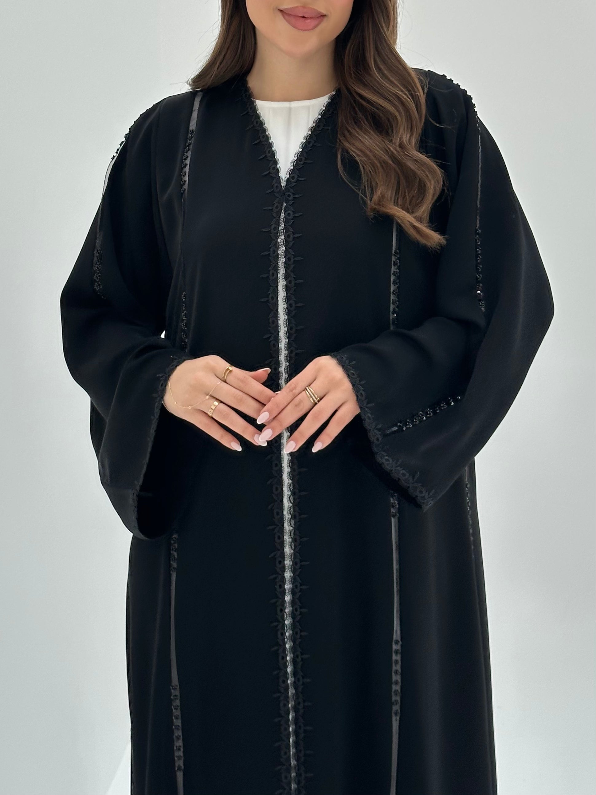 C 1872 Black Lace Abaya