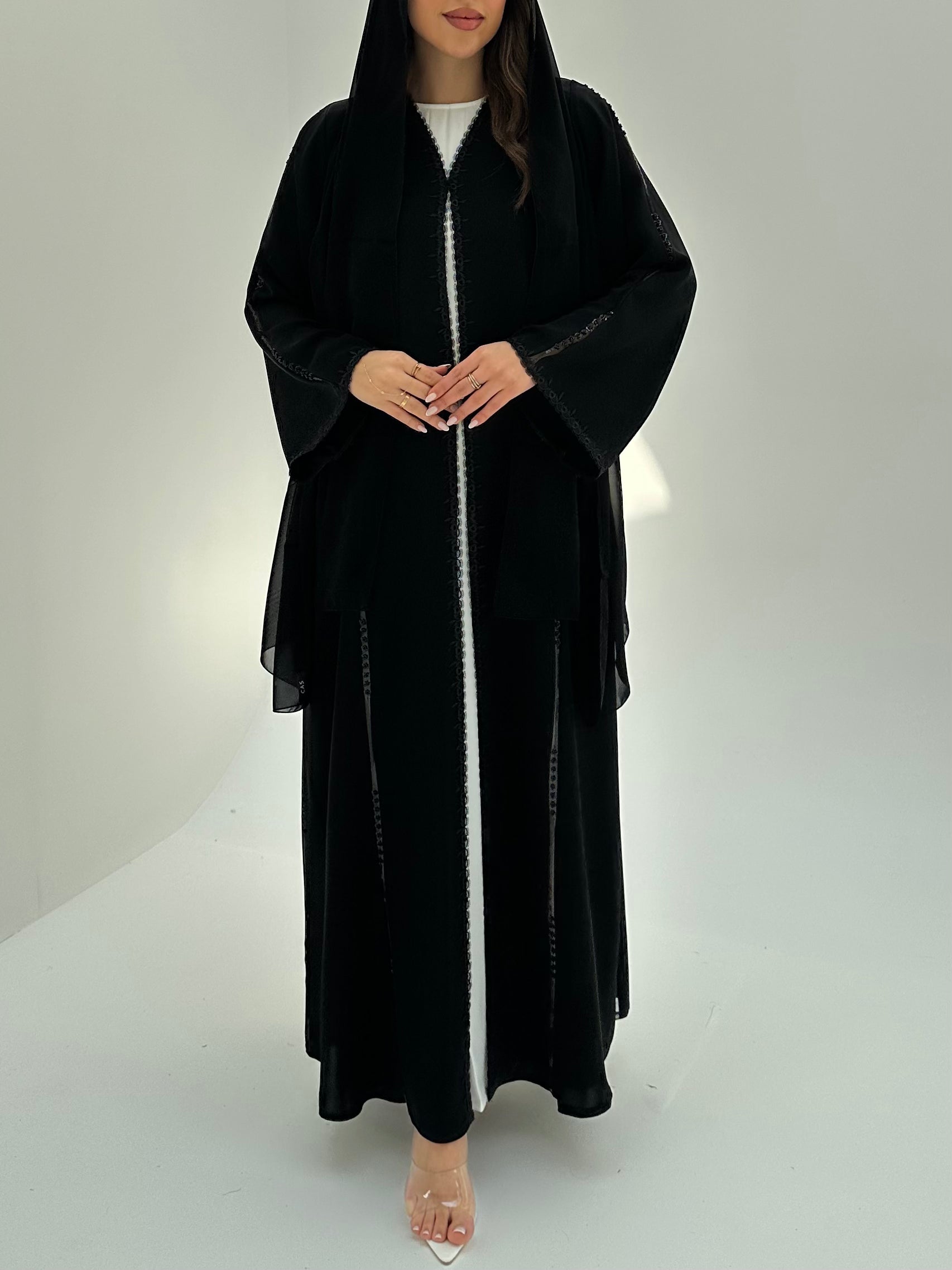 C 1872 Black Lace Abaya
