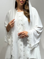 C 1587 White Lace Abaya