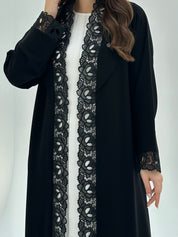 C 1873 Black Floral Lace Abaya