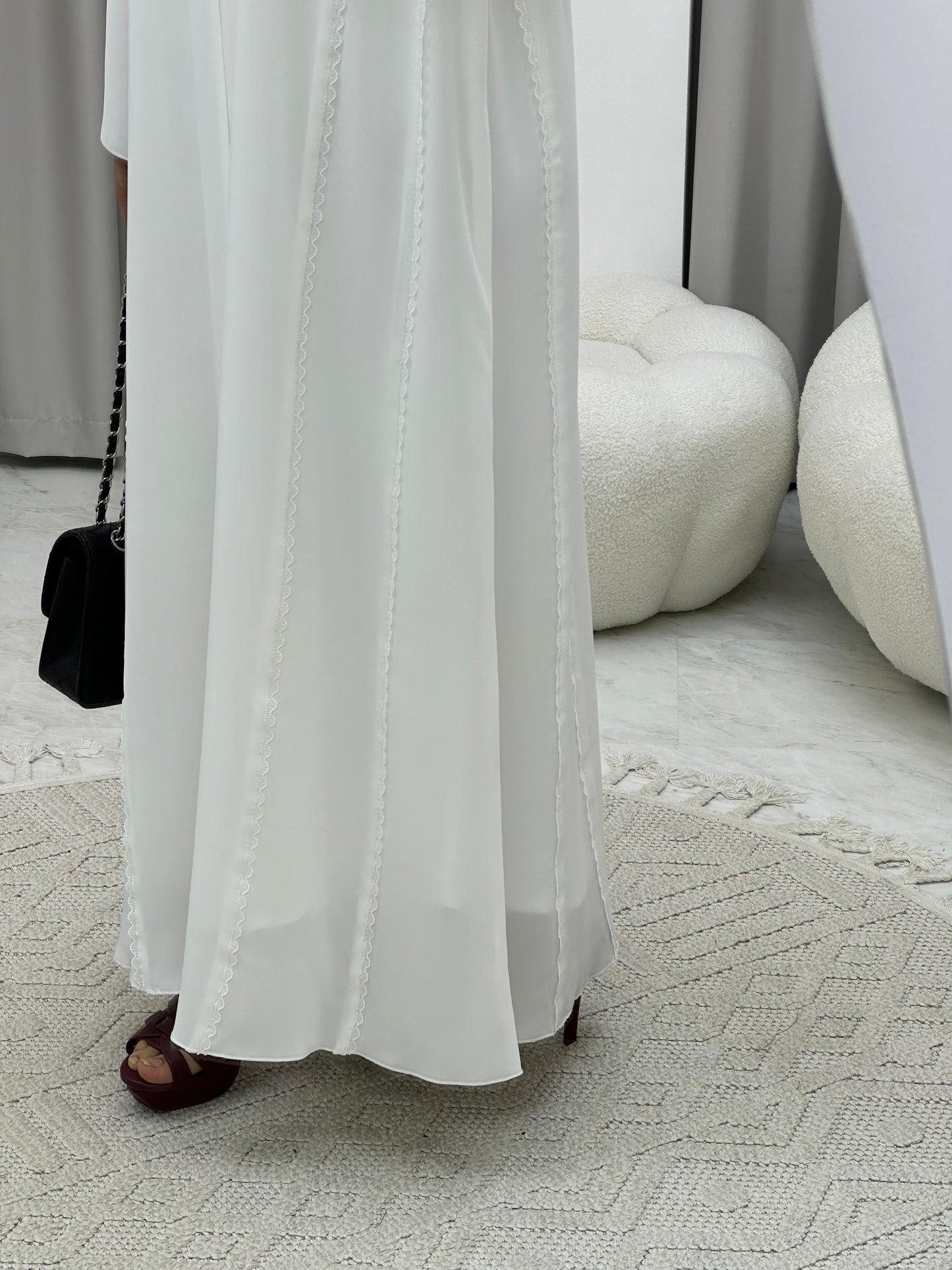 C 0203-02 White Lace Abaya