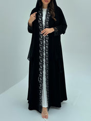 C 1873 Black Floral Lace Abaya