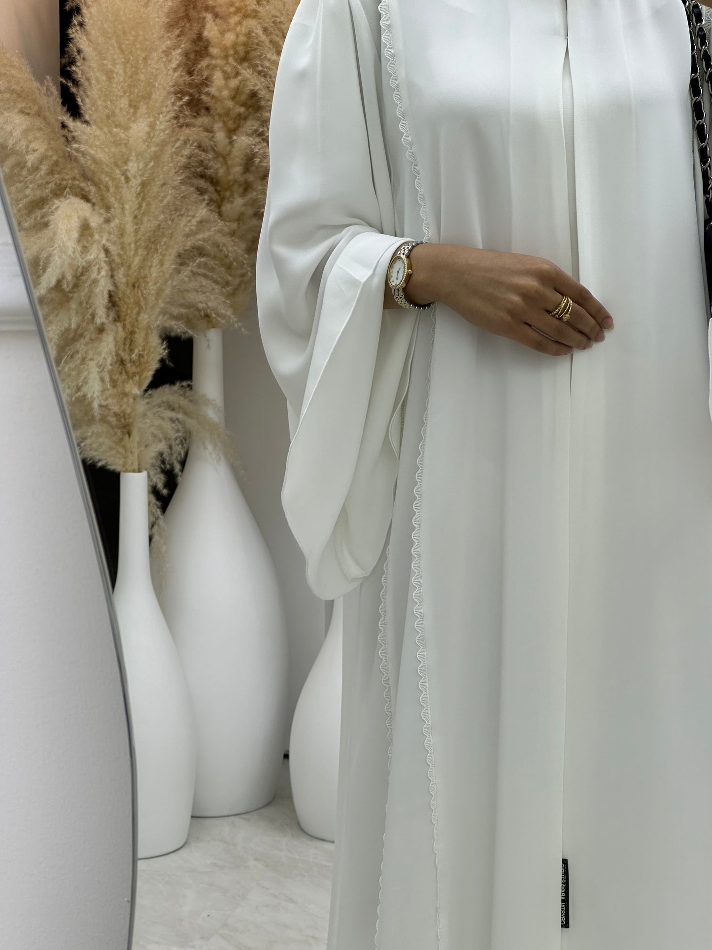 C 0203-02 White Lace Abaya