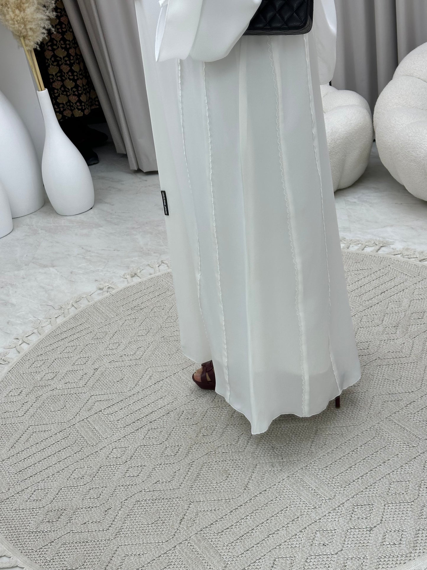 C 0203-02 White Lace Abaya