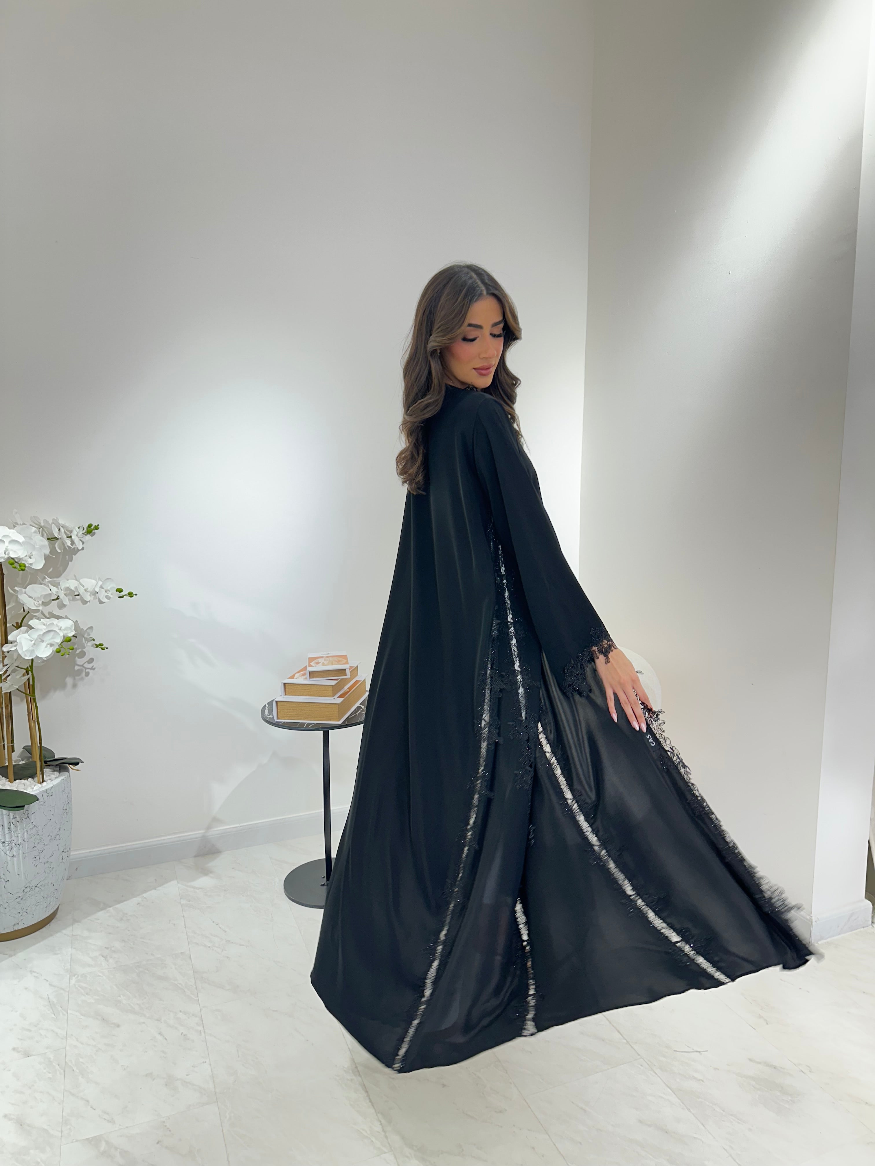 C 0896 Black Lace Abaya