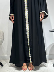 C 1589 Black Floral Lace Abaya