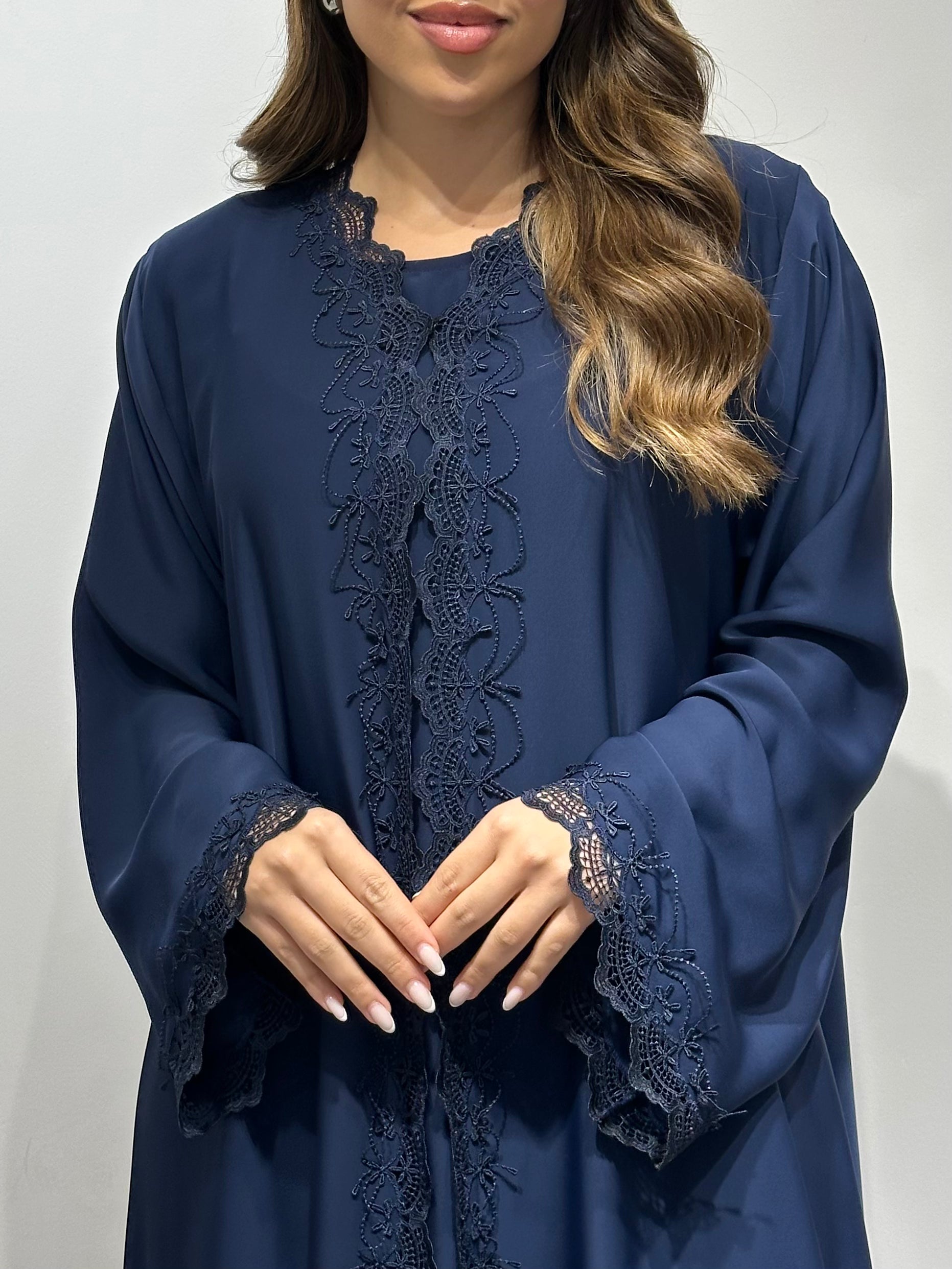 C 1590 Berry Blue Lace Abaya