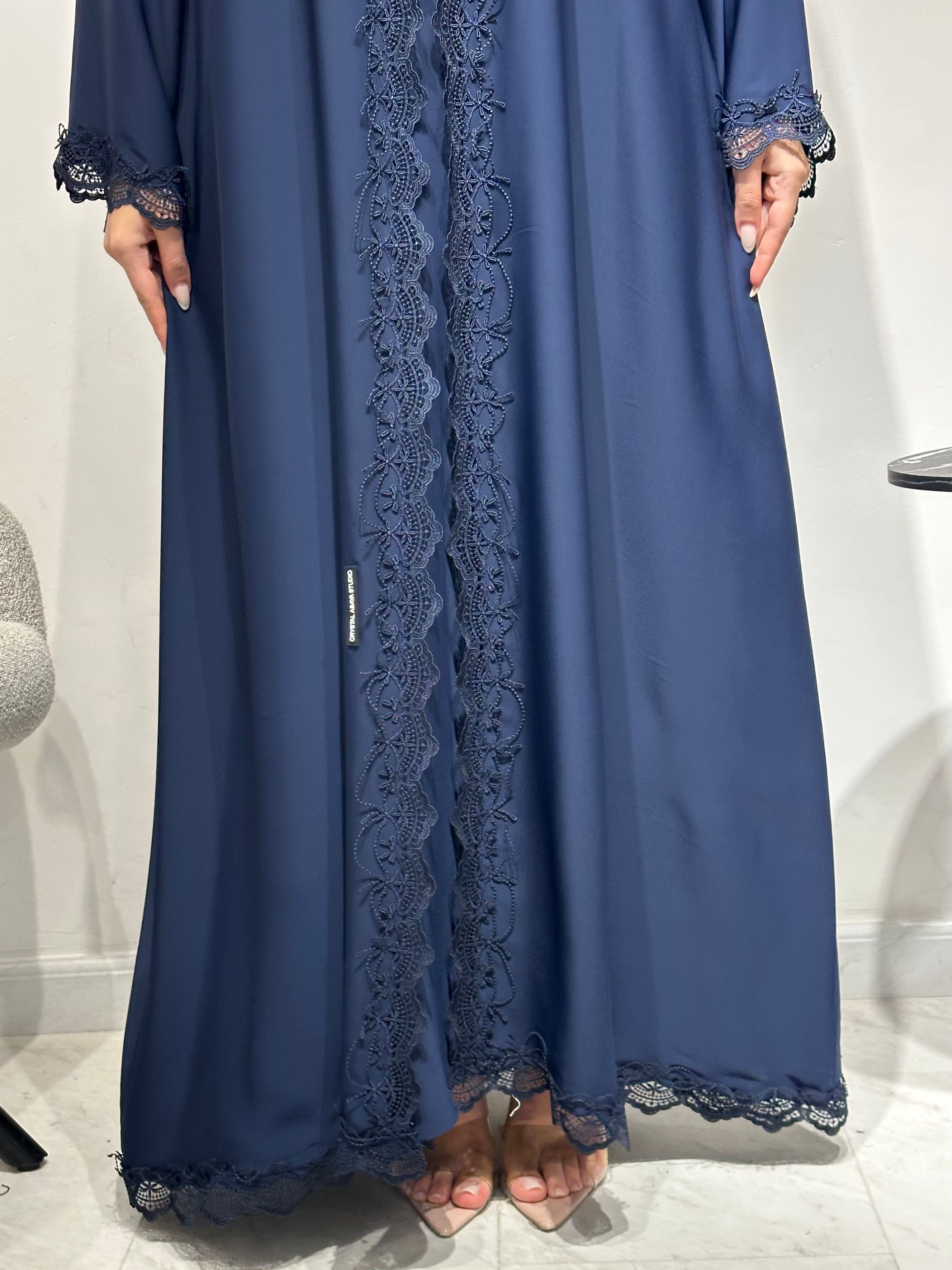 C 1590 Berry Blue Lace Abaya