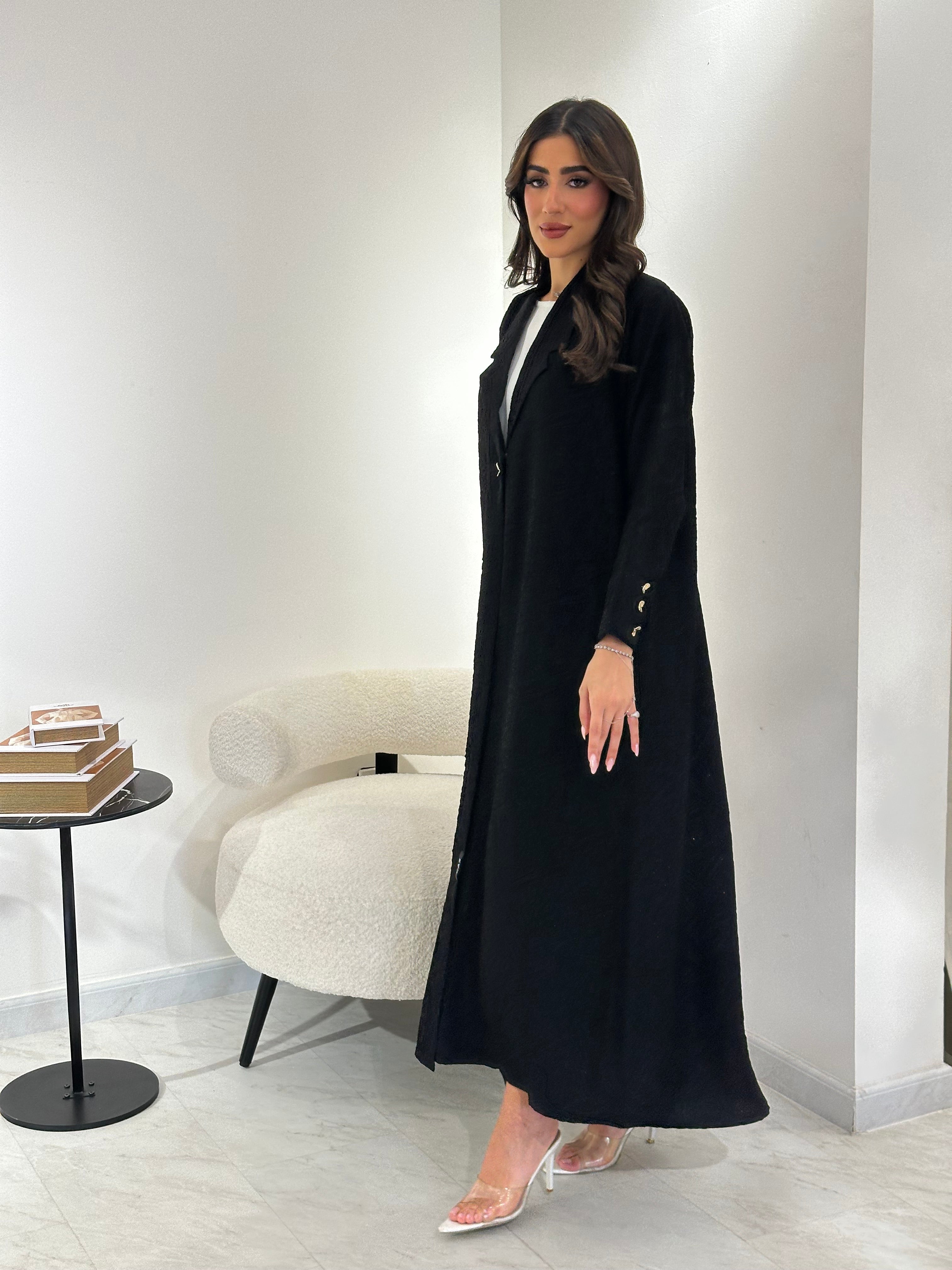 C RTW-U 0897 Black Coat Abaya