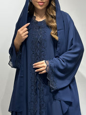 C 1590 Berry Blue Lace Abaya