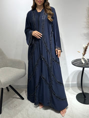 C 1591 Navy Blue Lace Abaya