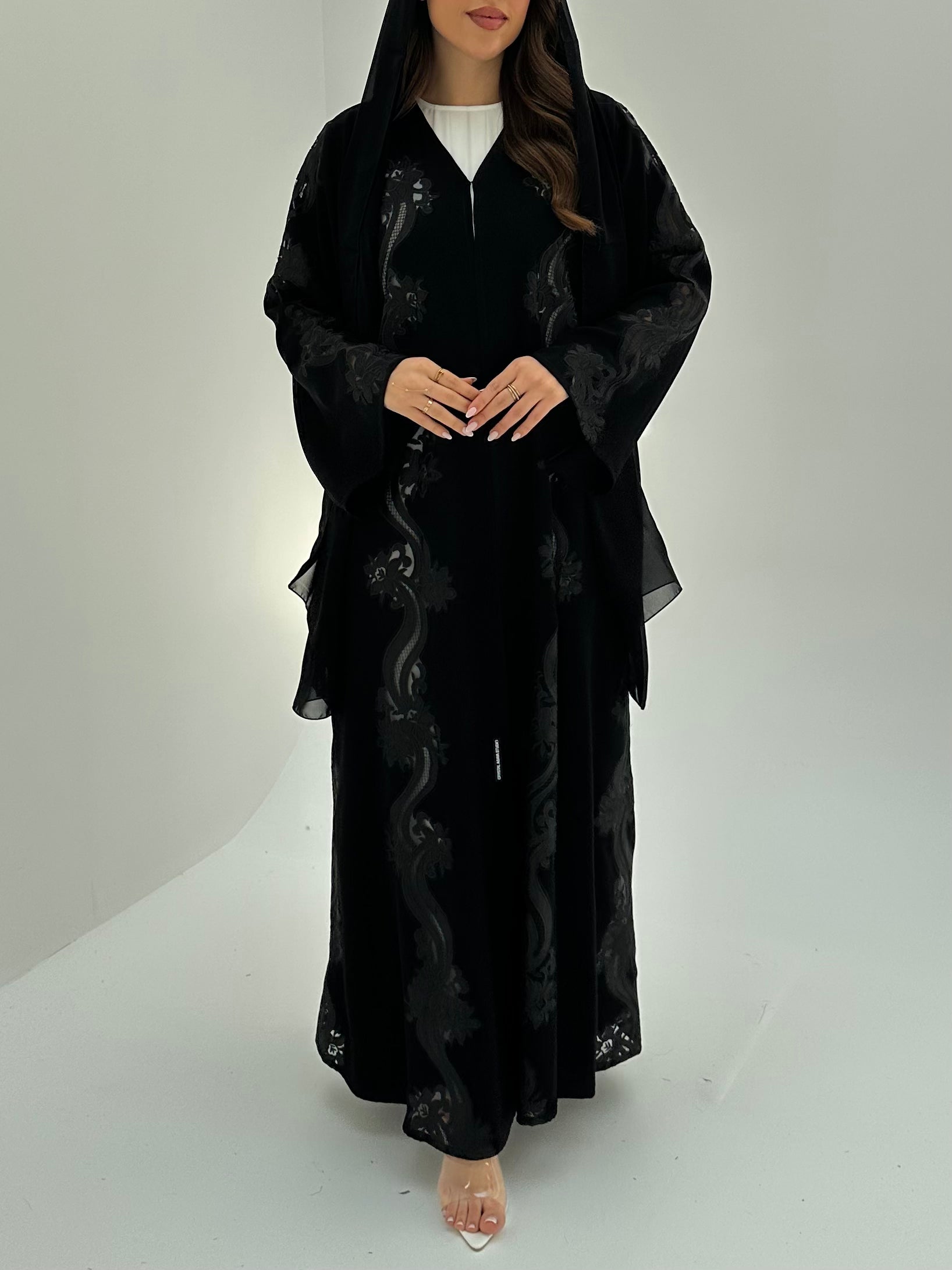 C 1876 Black Lace Abaya
