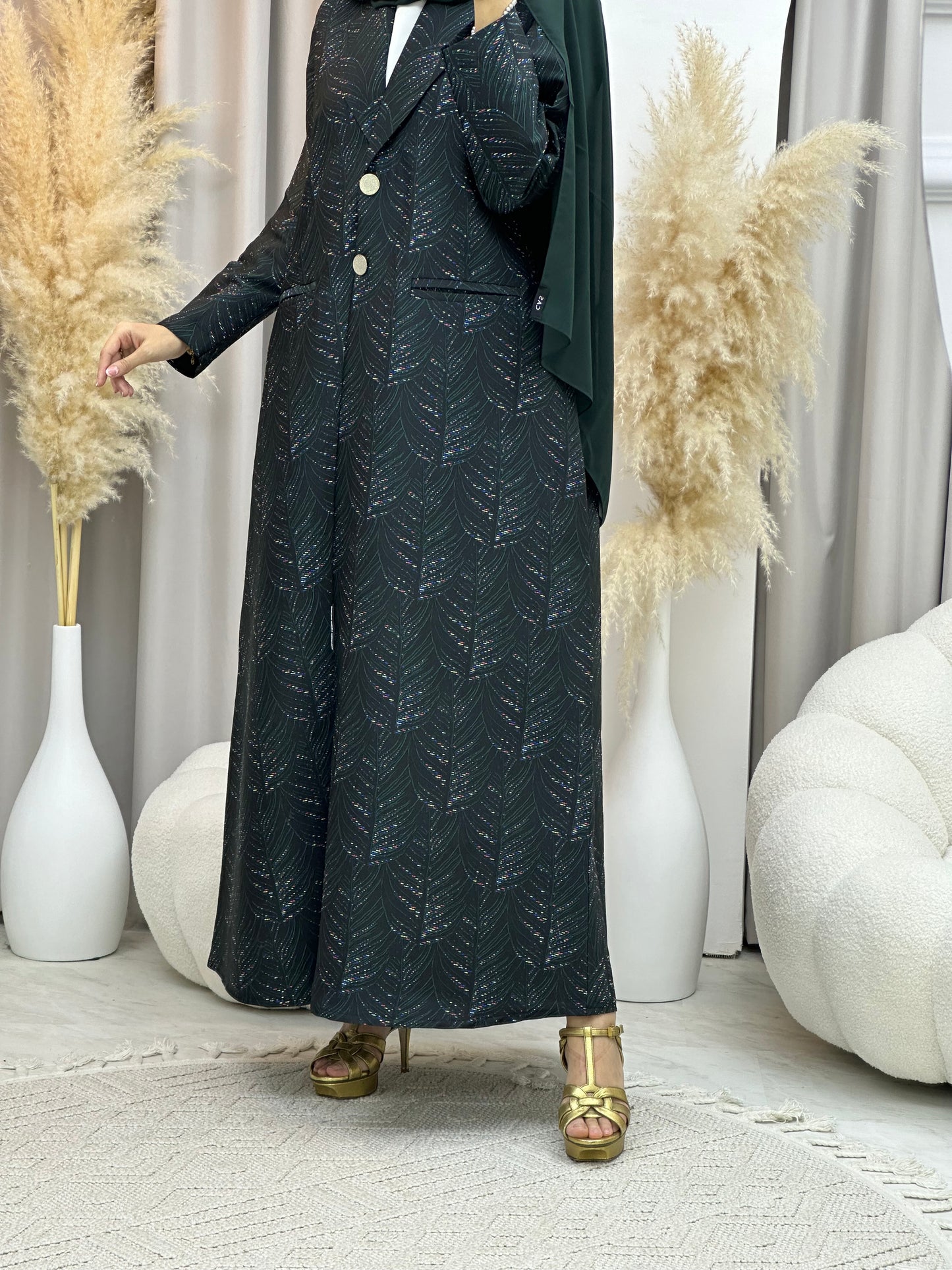 C 0004-01 Fluorescent Green Eid Abaya