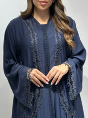 C 1591 Navy Blue Lace Abaya