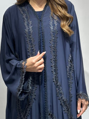 C 1591 Navy Blue Lace Abaya