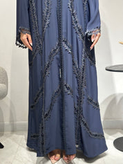 C 1591 Navy Blue Lace Abaya