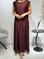 C 1592 Chocolate Brown Crystal Lace Abaya