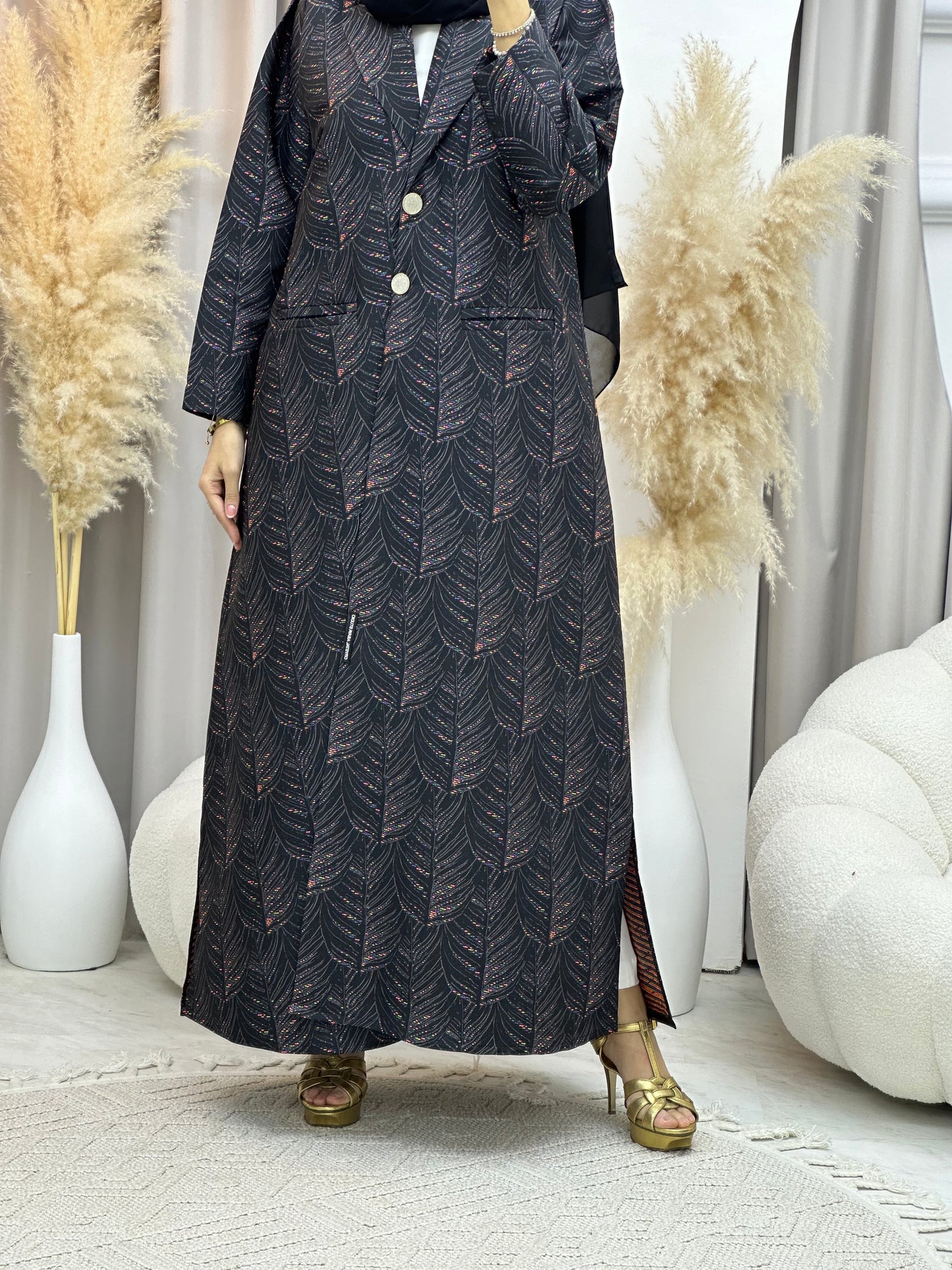 C 0004-02 Fluorescent Black Eid Abaya