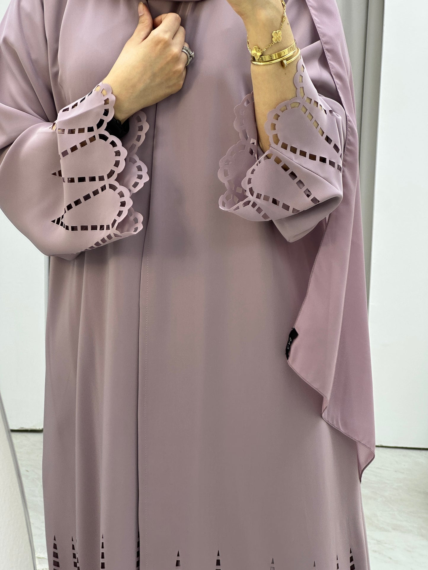 C Laser Cut Lilac Abaya Set