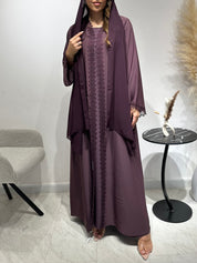 C 1593 Plum Purple Lace Abaya