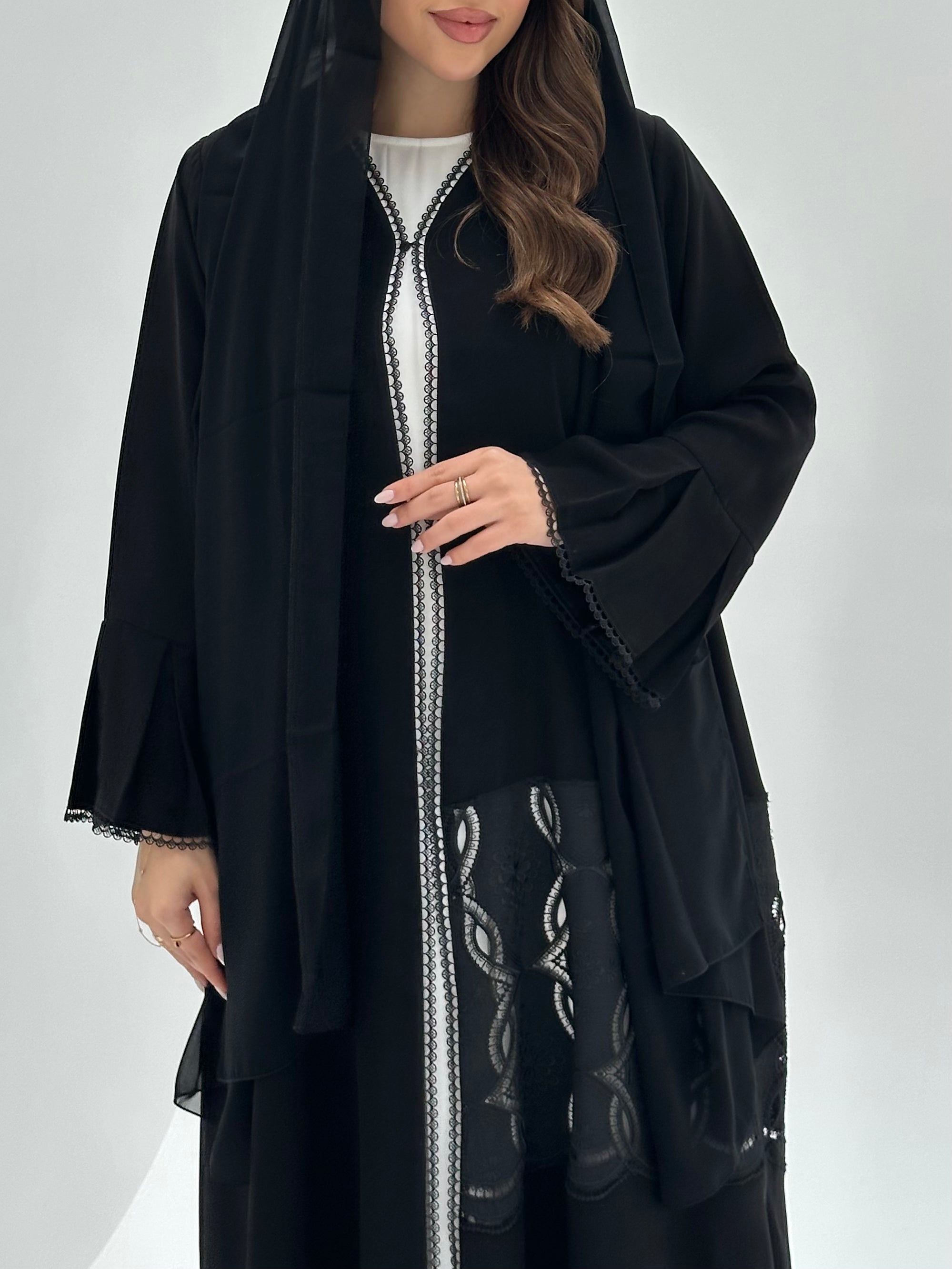 C 1878 Black Lace Abaya