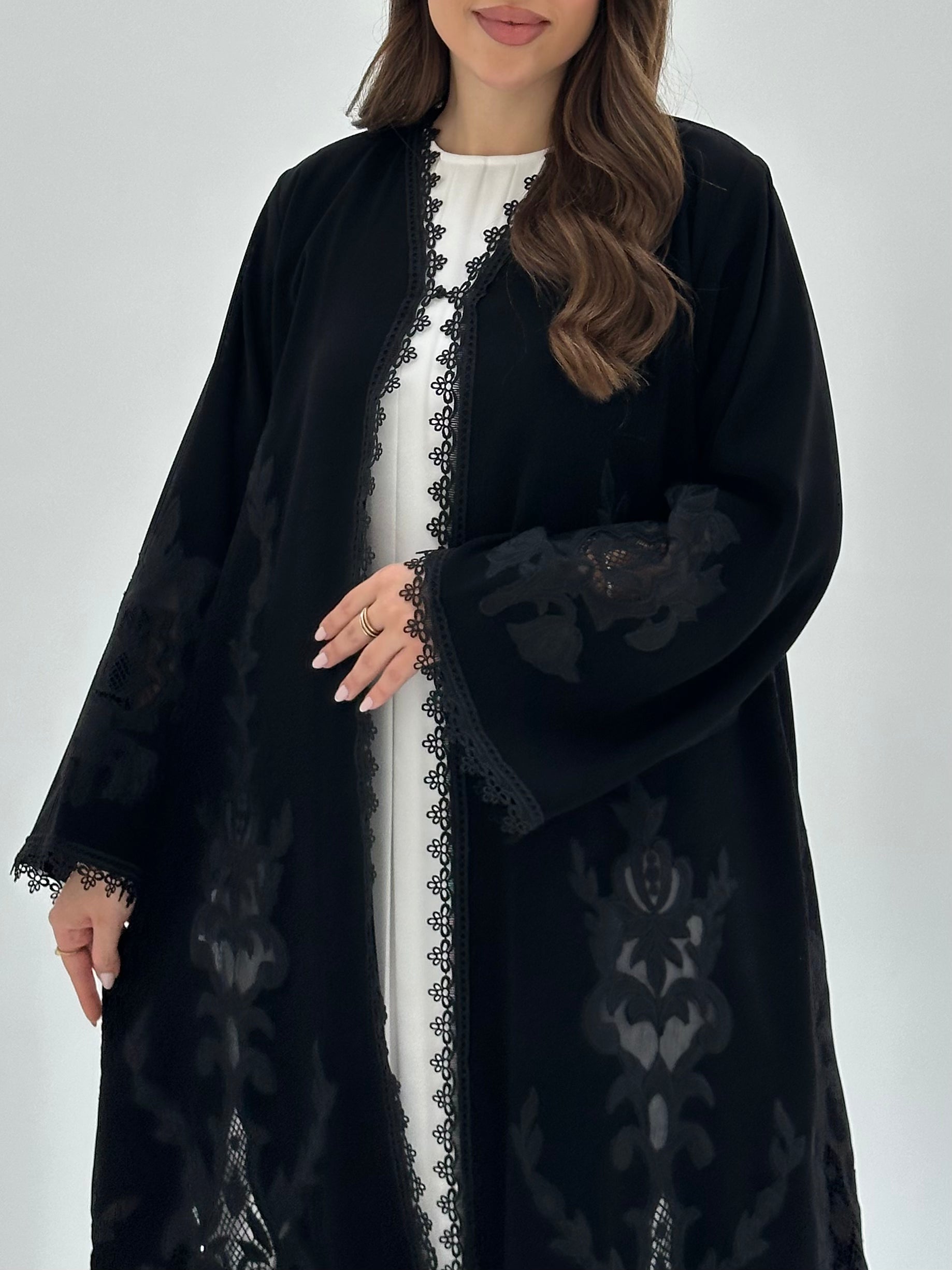 C 1879 Black Lace Abaya