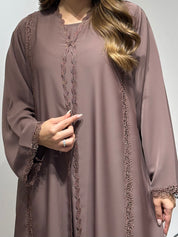 C 1594 Caramel Brown Lace Abaya