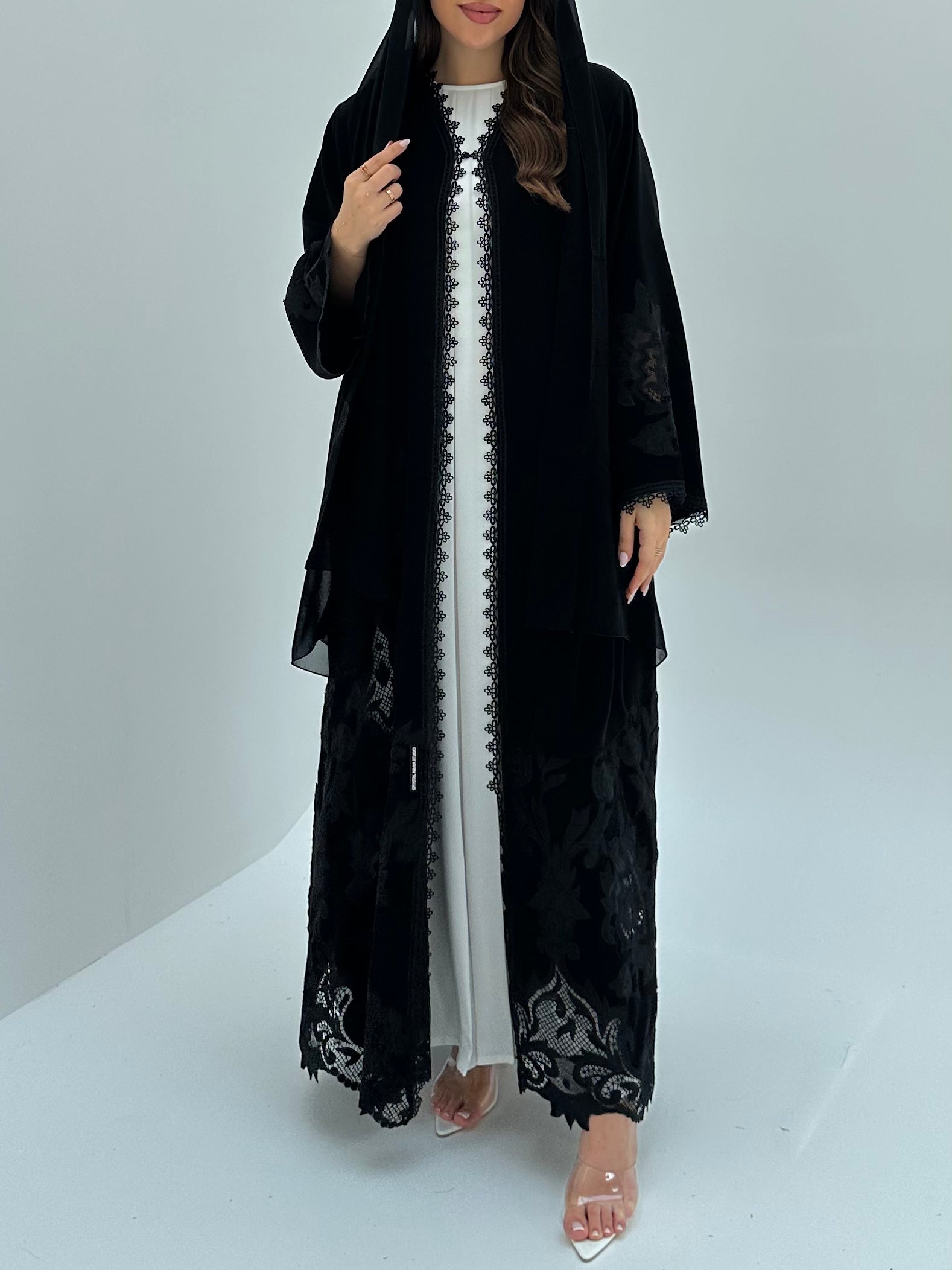 C 1879 Black Lace Abaya