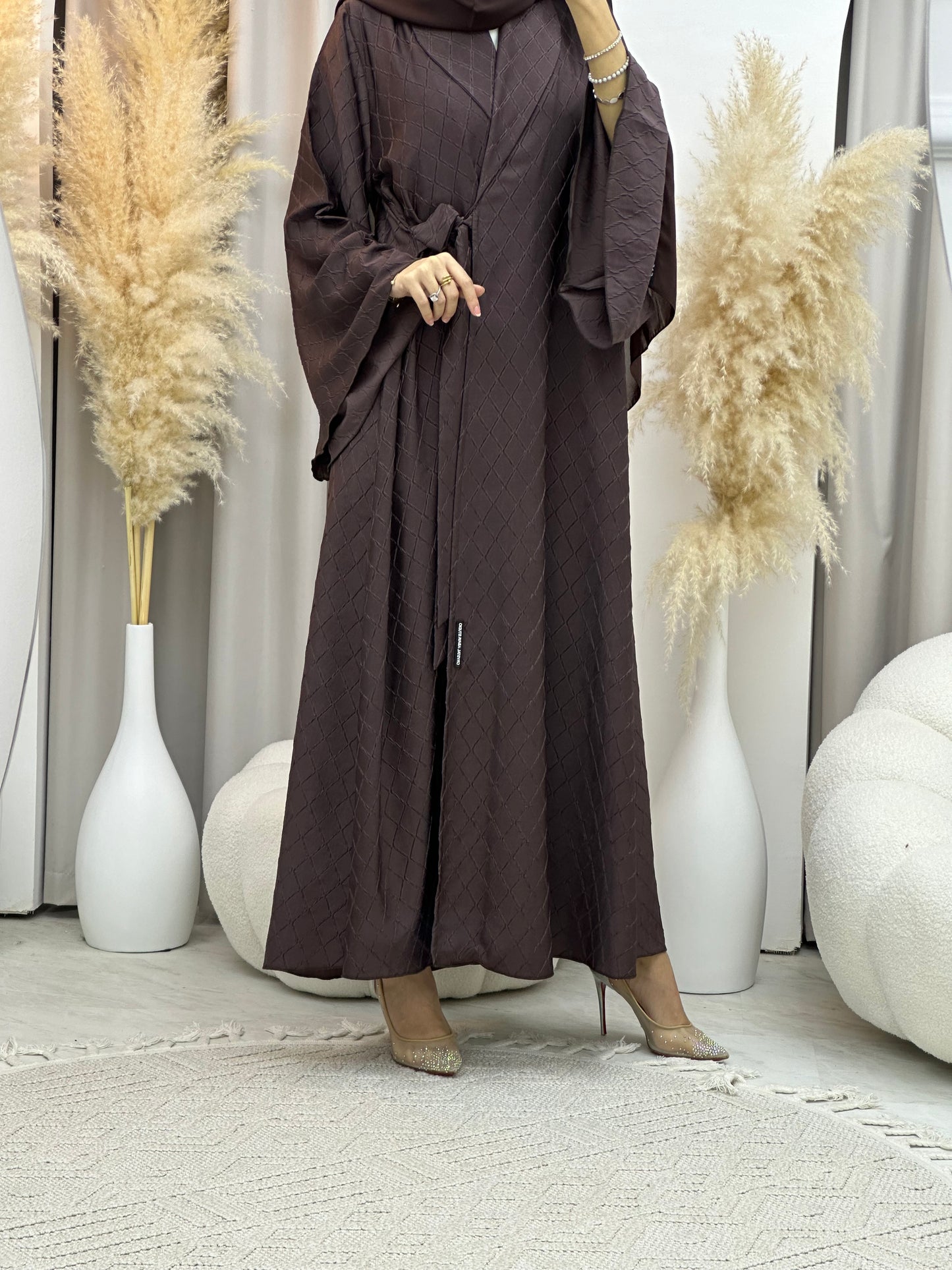 C 0005-03 Brown Overlap Silk Abaya