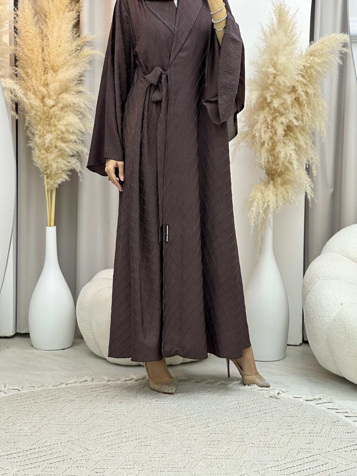 C 0005-03 Brown Overlap Silk Abaya