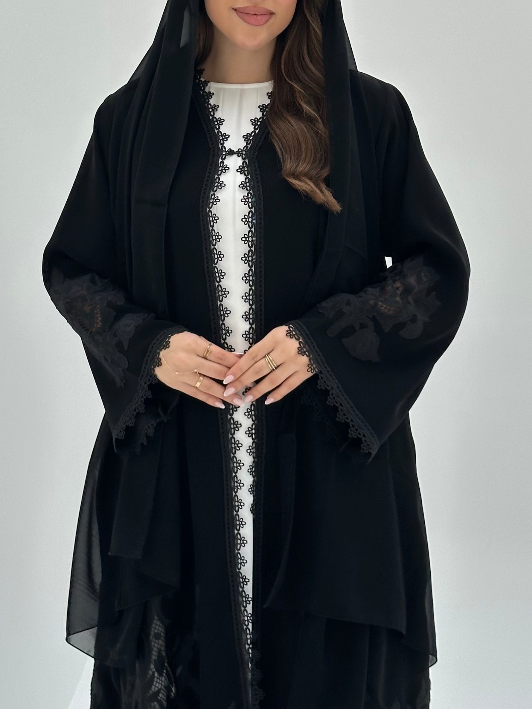 C 1879 Black Lace Abaya